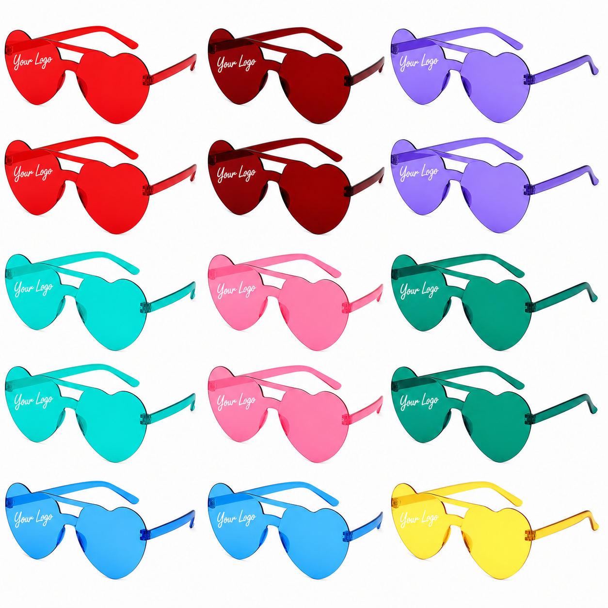 Herz-Sonnenbrille personalisieren mit eigenem Logo - Sonnenbrillen-bedrucken.com